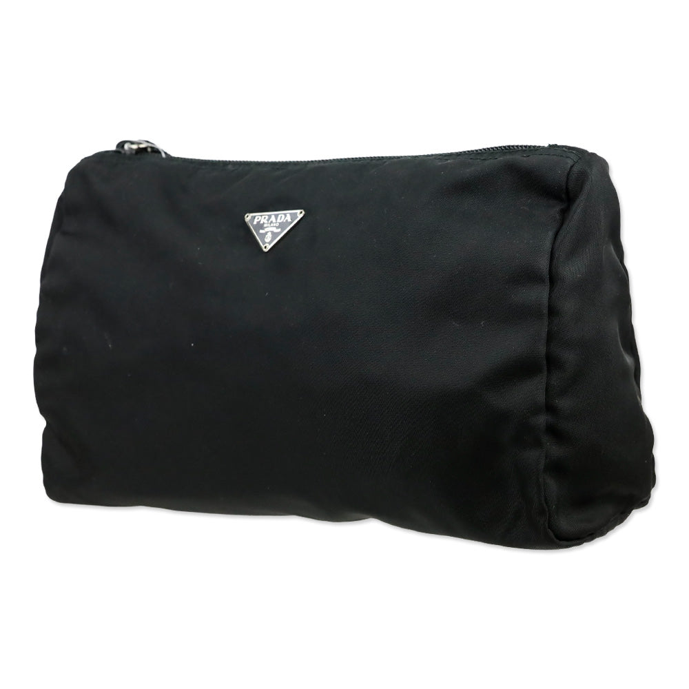 Prada Black Nylon Zip Medium Cosmetic Pouch