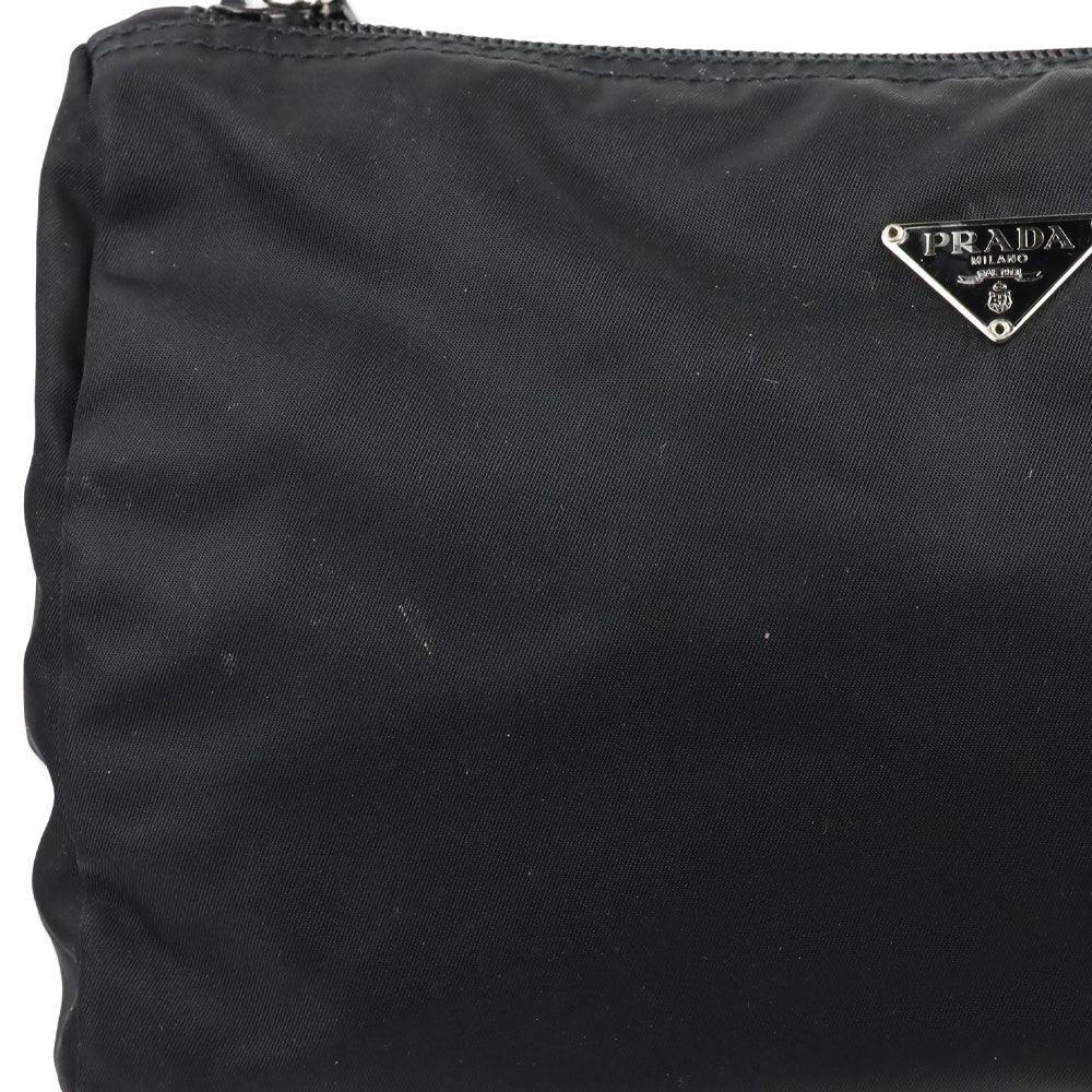 Prada Black Nylon Zip Medium Cosmetic Pouch
