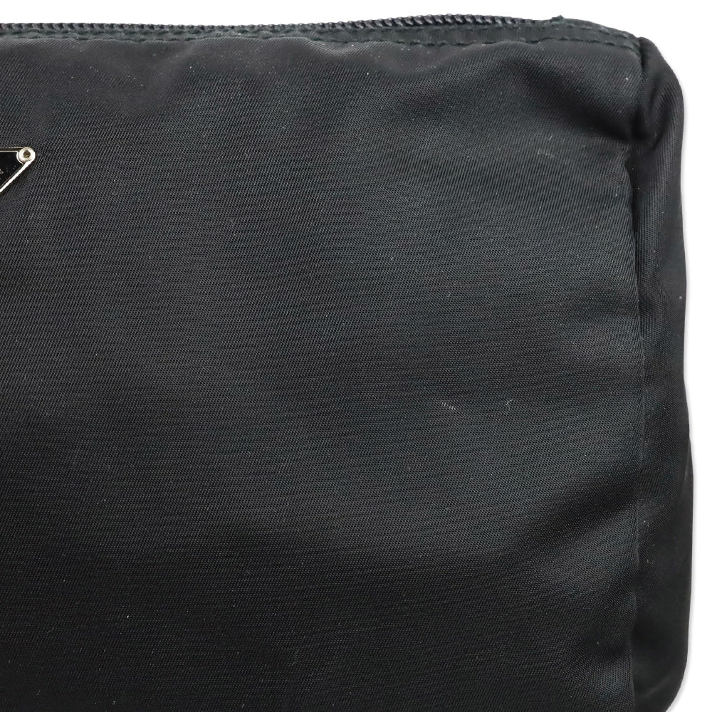 Prada Black Nylon Zip Medium Cosmetic Pouch