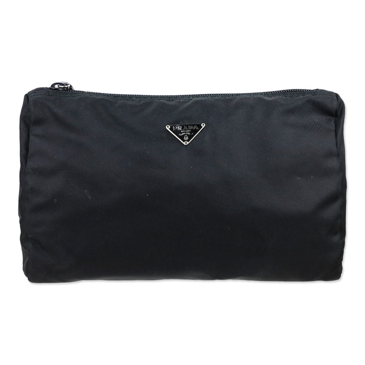 Prada Black Nylon Zip Medium Cosmetic Pouch