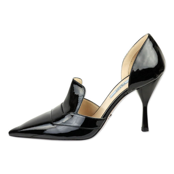 Prada Black Patent Leather D'Orsay Loafer Pumps