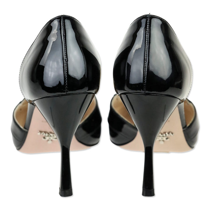 Prada Black Patent Leather D'Orsay Loafer Pumps