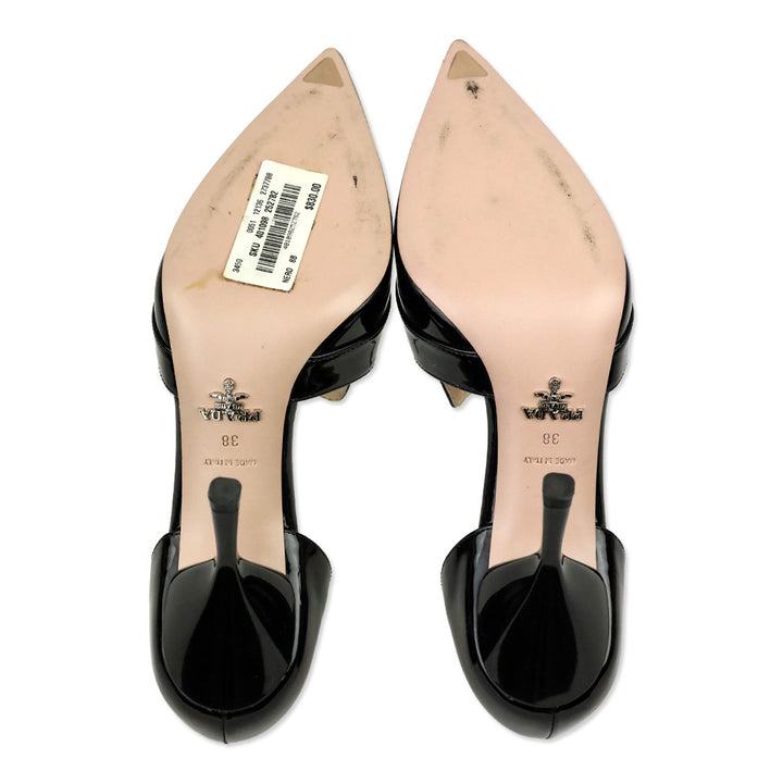 Prada Black Patent Leather D'Orsay Loafer Pumps