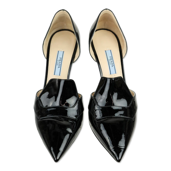 Prada Black Patent Leather D'Orsay Loafer Pumps