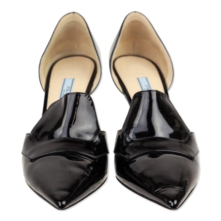 Prada Black Patent Leather D'Orsay Loafer Pumps