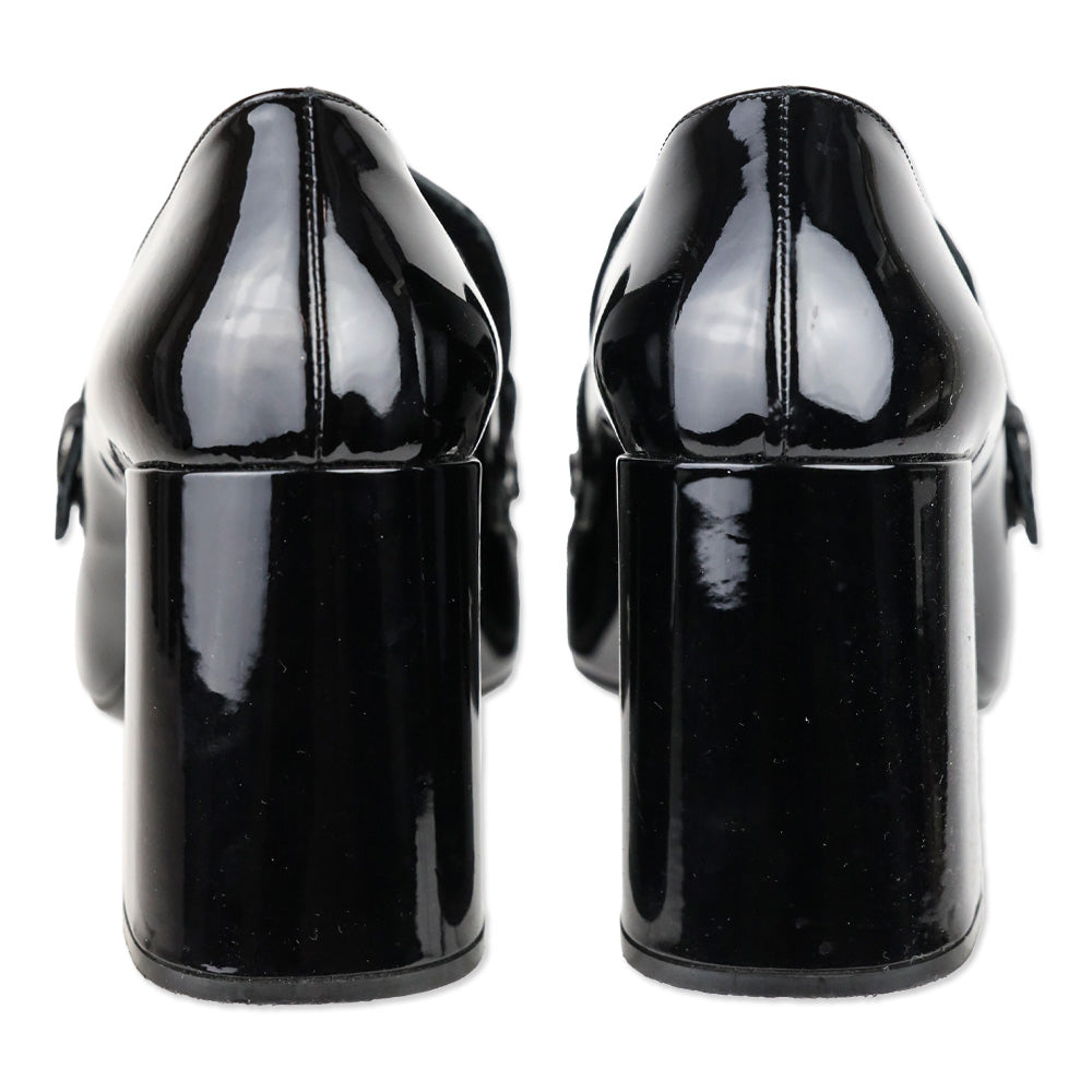 Prada Black Patent Leather Tassel Loafer Pump