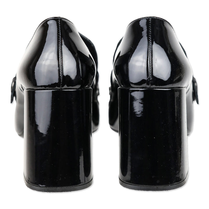 Prada Black Patent Leather Tassel Loafer Pump