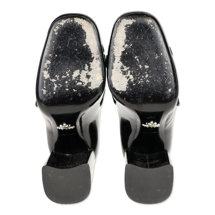 Prada Black Patent Leather Tassel Loafer Pump