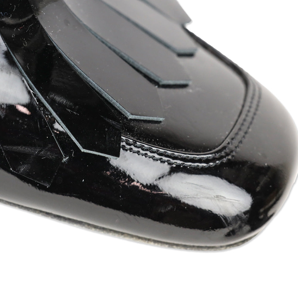 Prada Black Patent Leather Tassel Loafer Pump