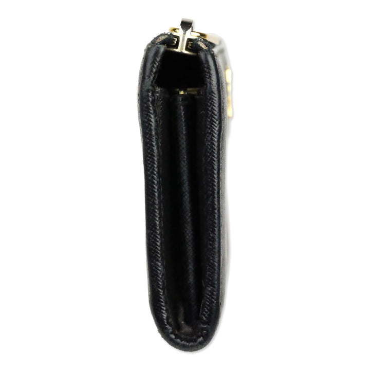 Prada Black Saffiano Leather L-Zip Long Wallet