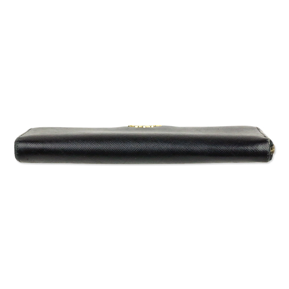 Prada Black Saffiano Leather L-Zip Long Wallet