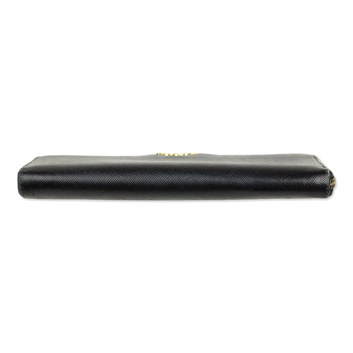 Prada Black Saffiano Leather L-Zip Long Wallet