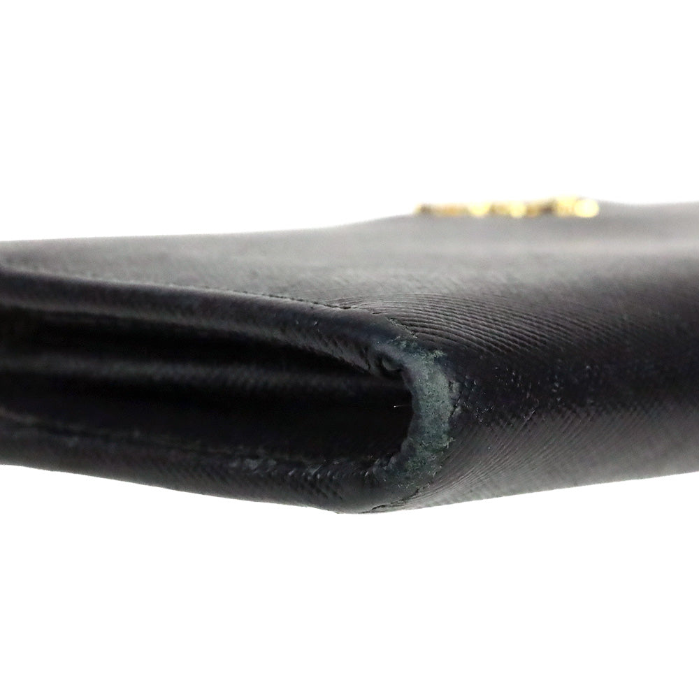 Prada Black Saffiano Leather L-Zip Long Wallet