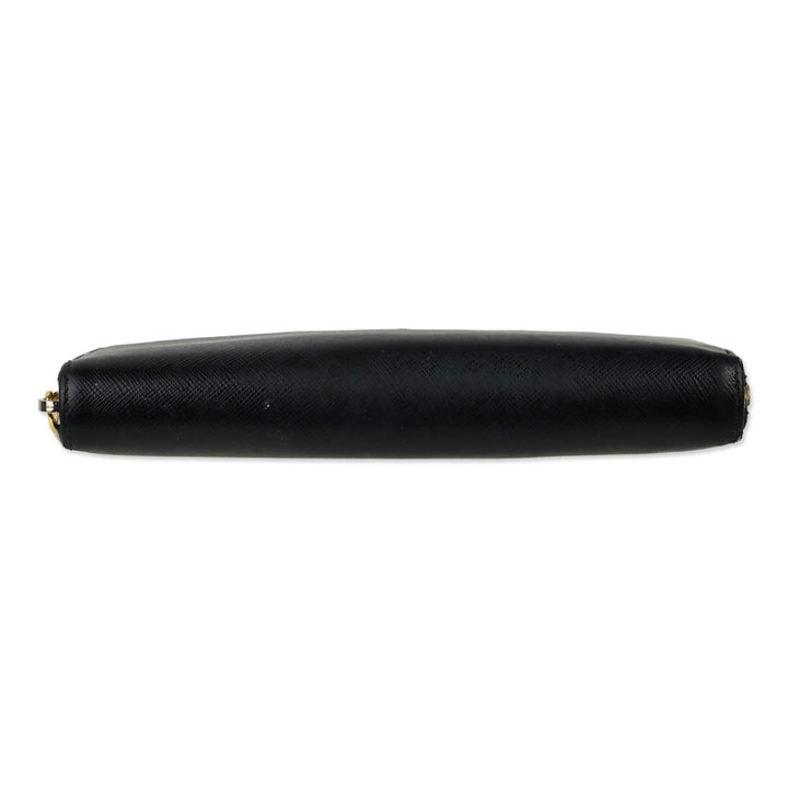 Prada Black Saffiano Leather Large Continental Zip Around Wallet
