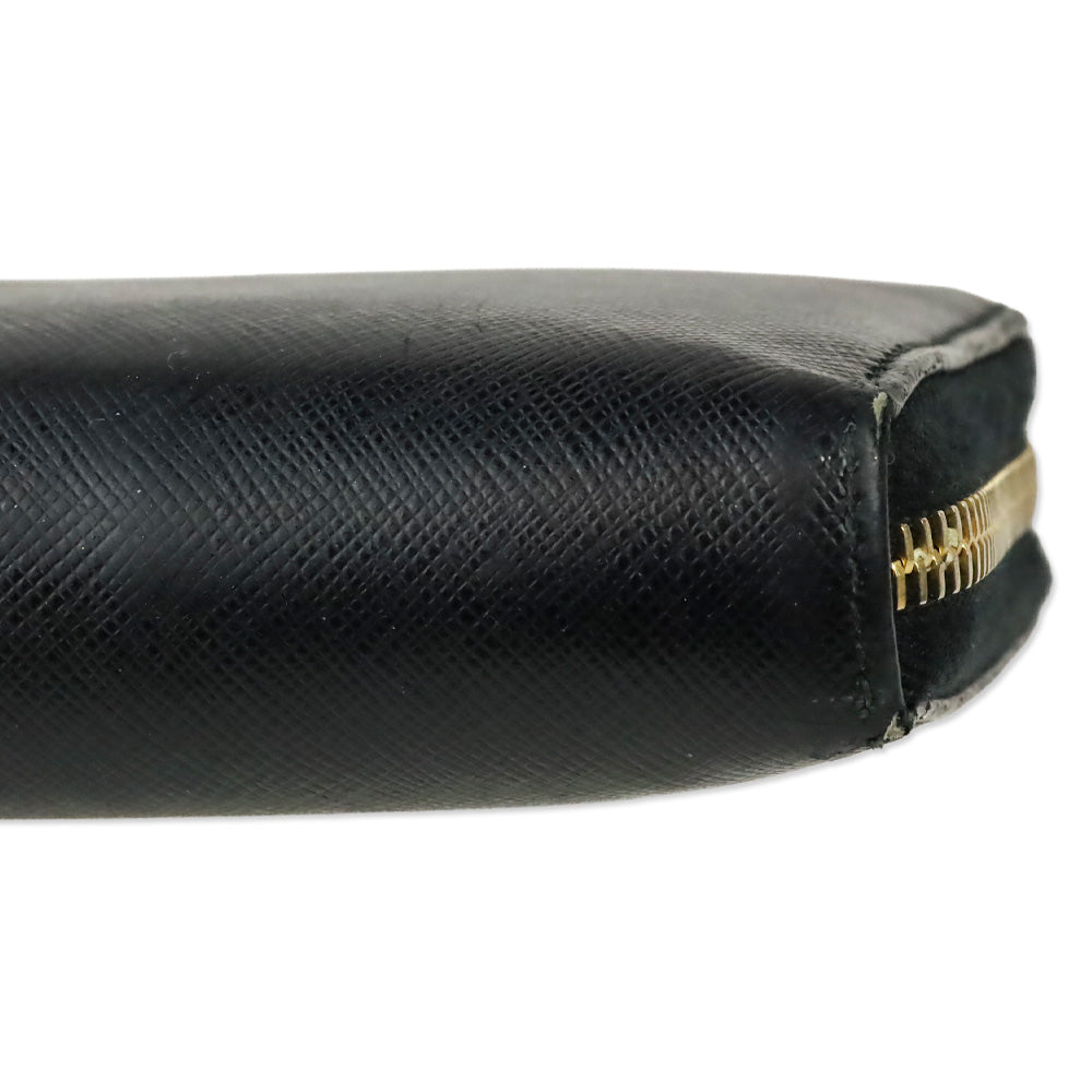 Prada Black Saffiano Leather Large Continental Zip Around Wallet