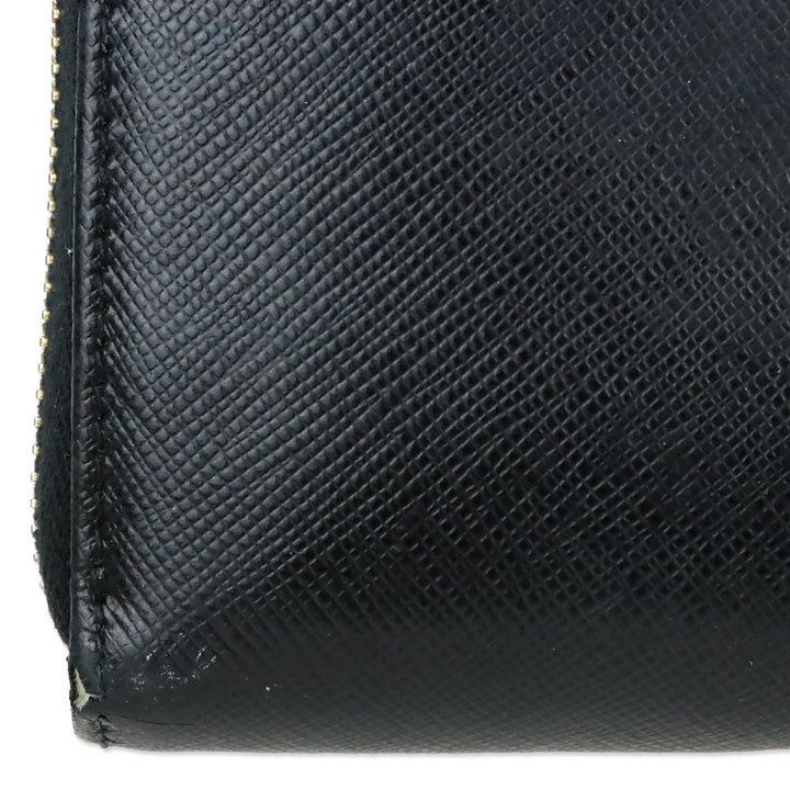 Prada Black Saffiano Leather Large Continental Zip Around Wallet