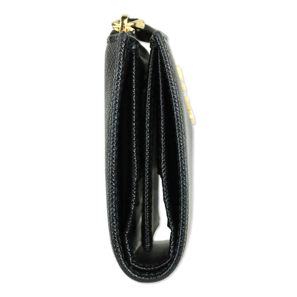 Prada Black Saffiano Leather Small Trifold Wallet