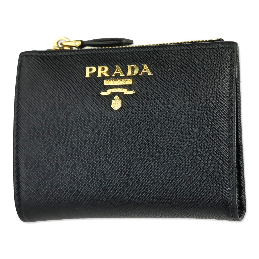 Prada Black Saffiano Leather Small Trifold Wallet