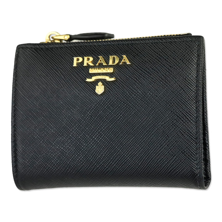 Prada Black Saffiano Leather Small Trifold Wallet