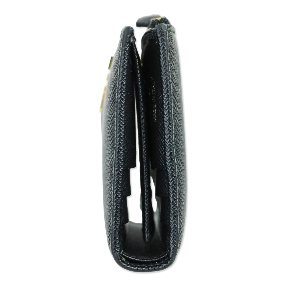 Prada Black Saffiano Leather Small Trifold Wallet