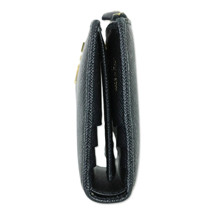 Prada Black Saffiano Leather Small Trifold Wallet