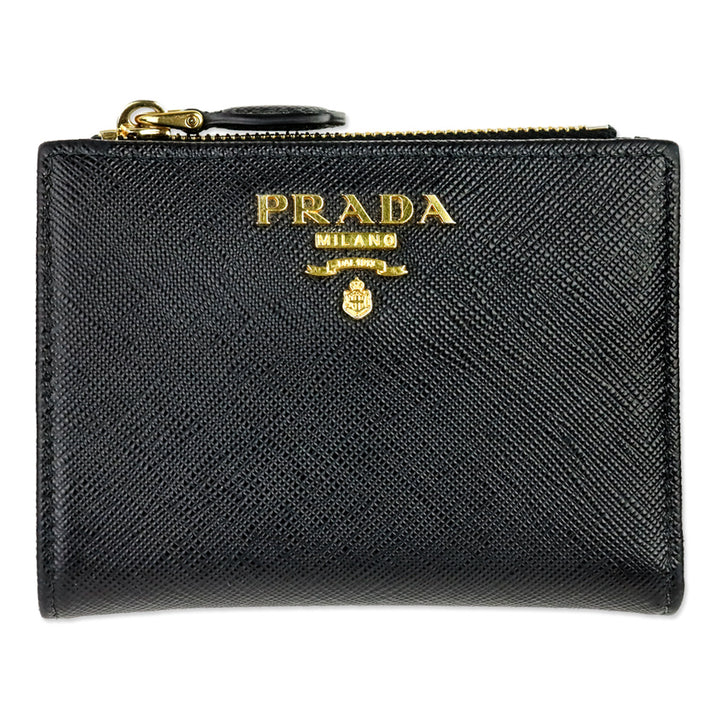 Prada Black Saffiano Leather Small Trifold Wallet