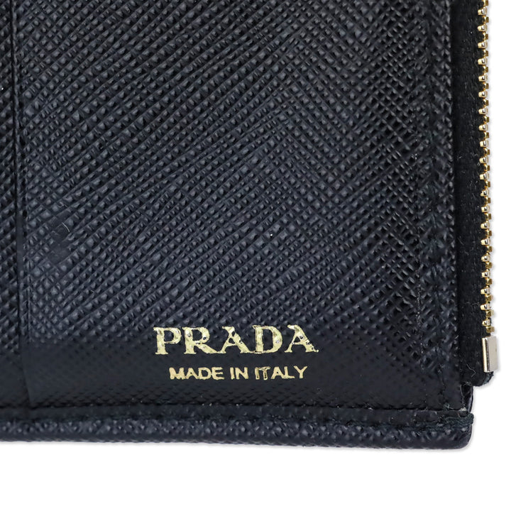 Prada Black Saffiano Leather Small Trifold Wallet