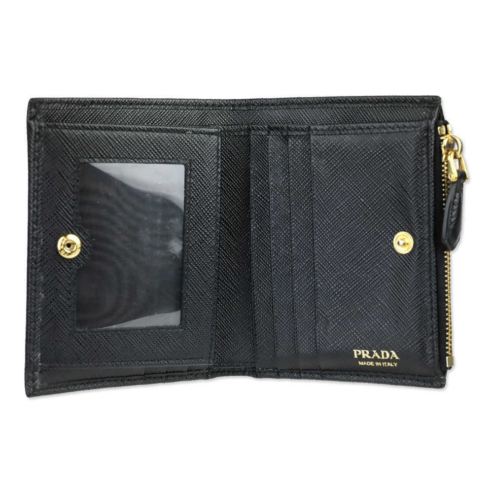 Prada Black Saffiano Leather Small Trifold Wallet