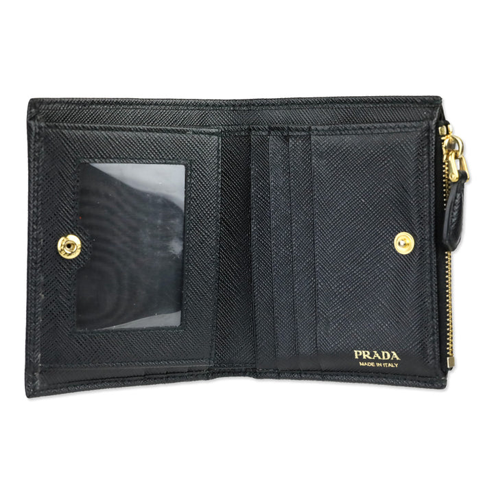 Prada Black Saffiano Leather Small Trifold Wallet
