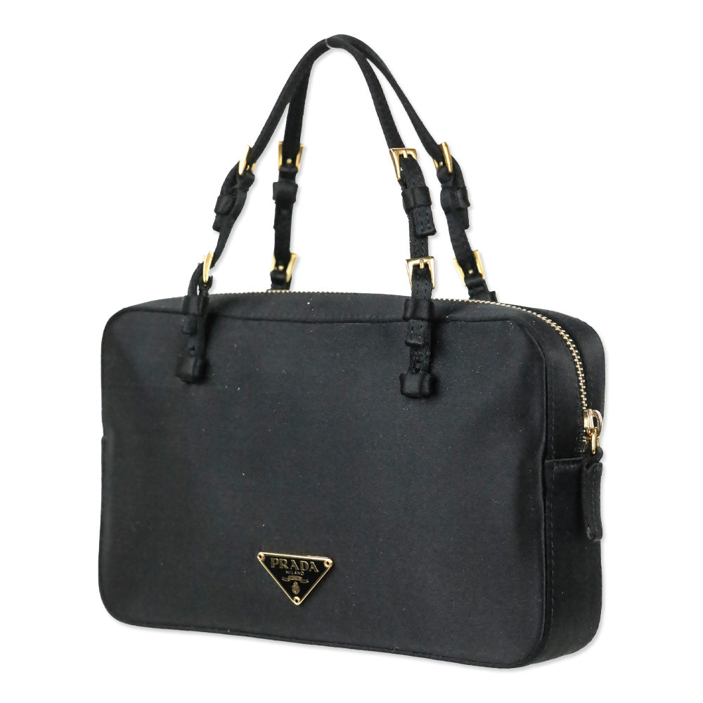 Prada Black Satin Mini Top Handle Bag