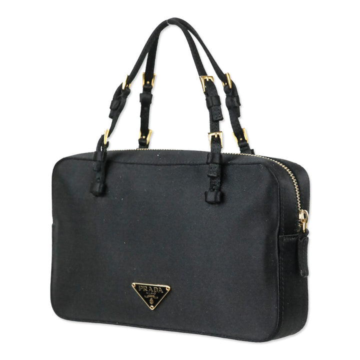 Prada Black Satin Mini Top Handle Bag