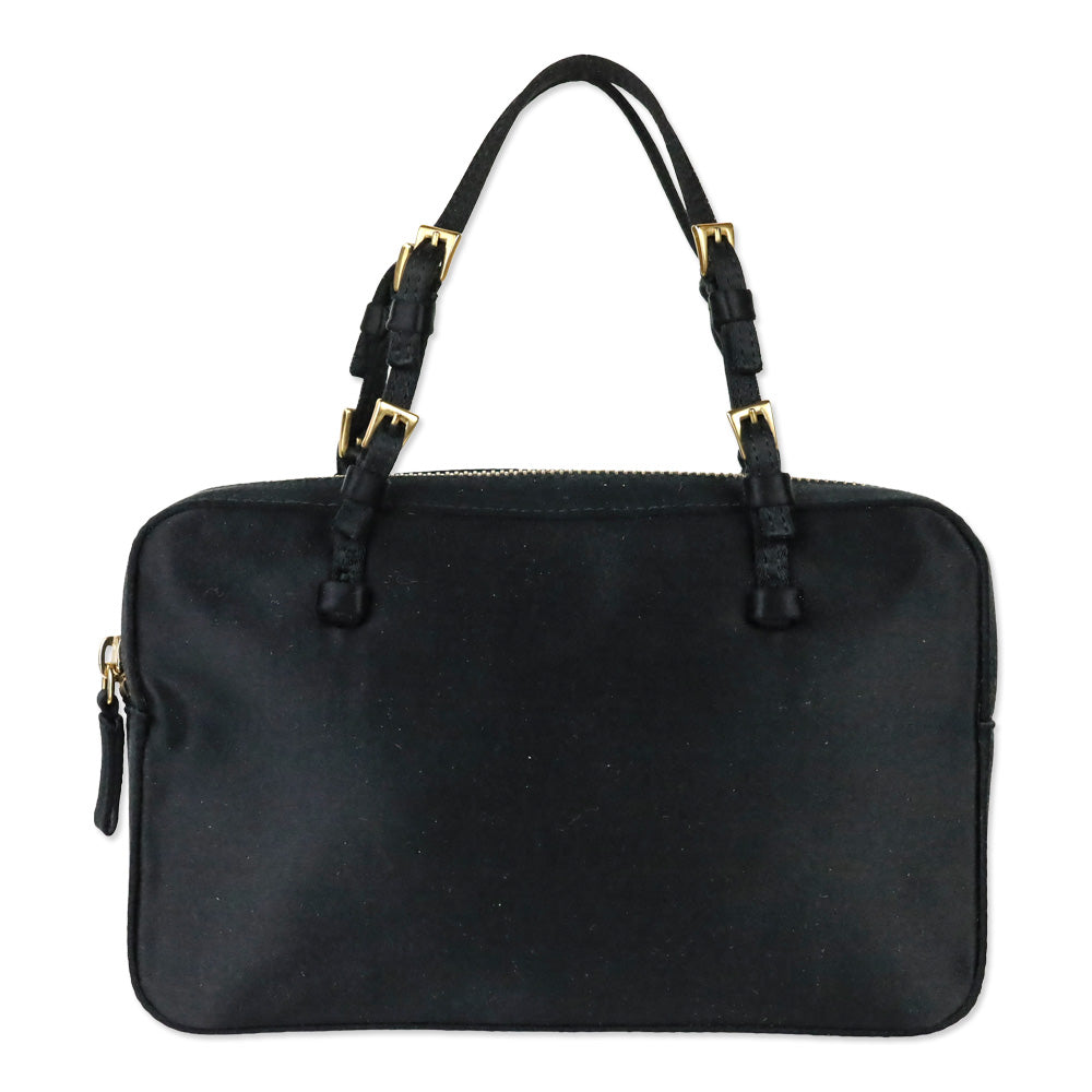 Prada Black Satin Mini Top Handle Bag