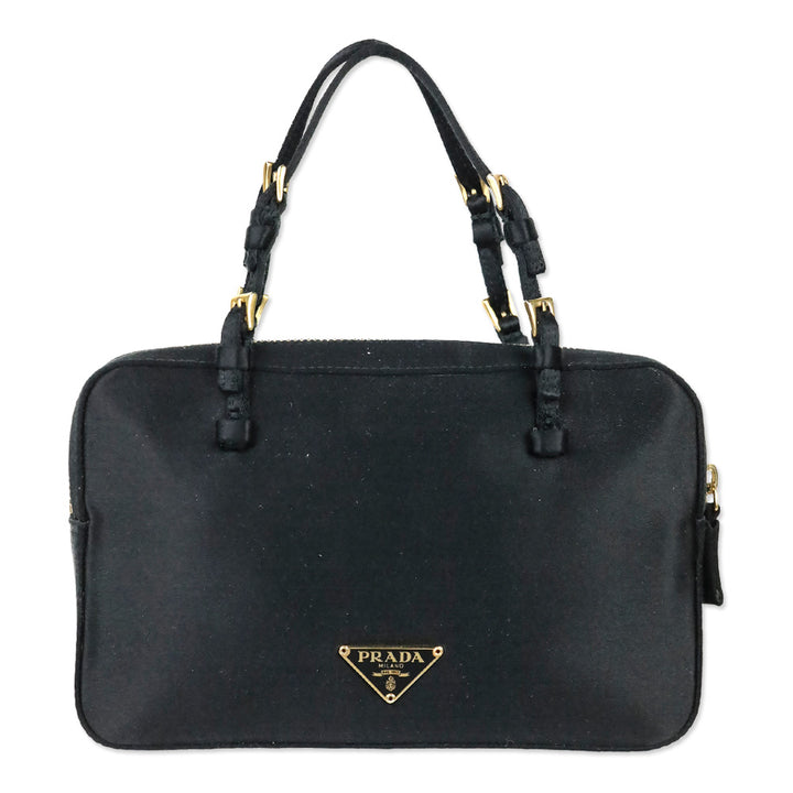 Prada Black Satin Mini Top Handle Bag