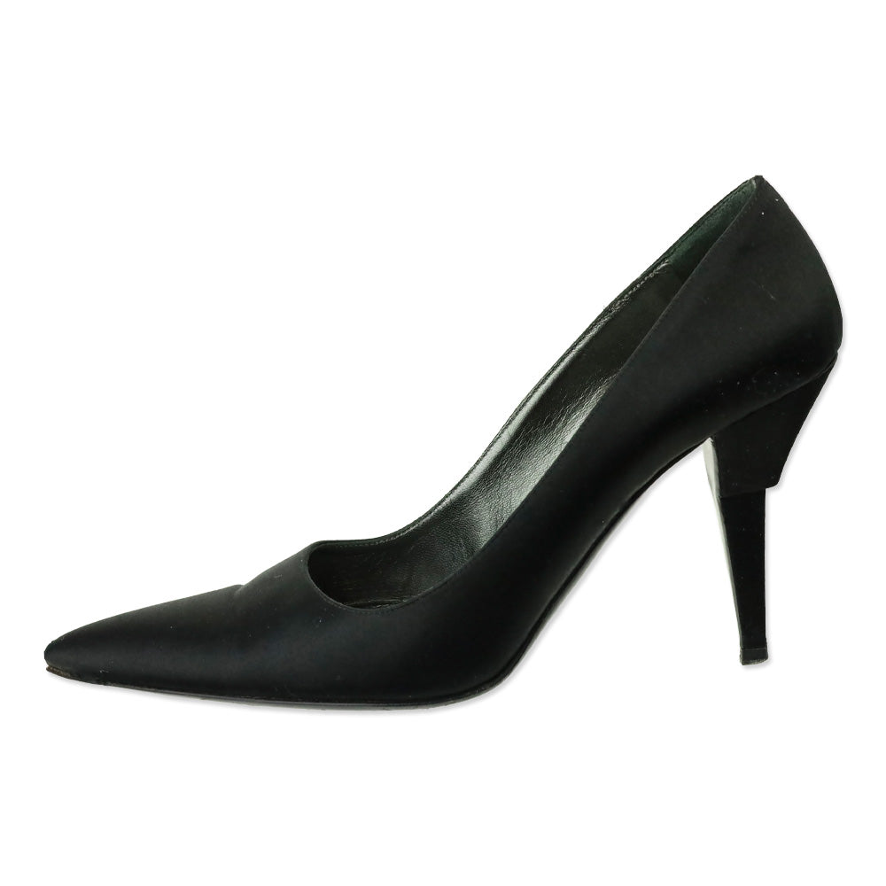 Prada Black Satin Pointed Toe Pumps