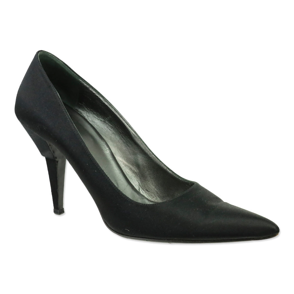 Prada Black Satin Pointed Toe Pumps