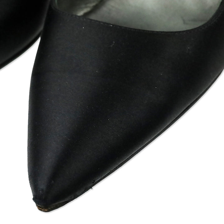 Prada Black Satin Pointed Toe Pumps