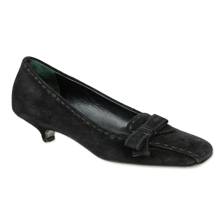 Prada Black Suede Bow Kitten Loafer