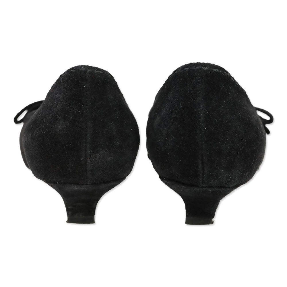 Prada Black Suede Bow Kitten Loafer