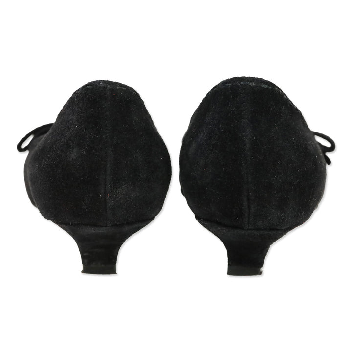 Prada Black Suede Bow Kitten Loafer