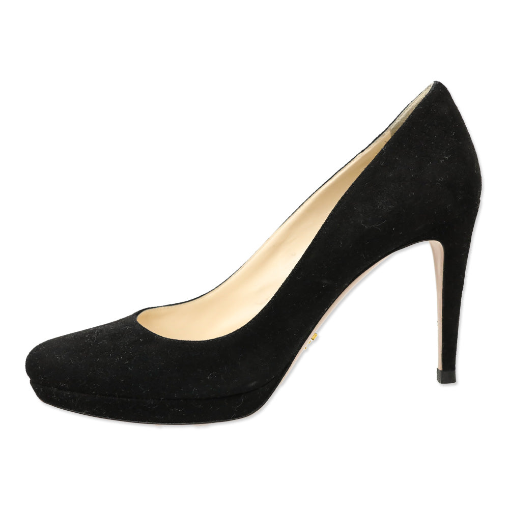Prada Black Suede Platform Pumps
