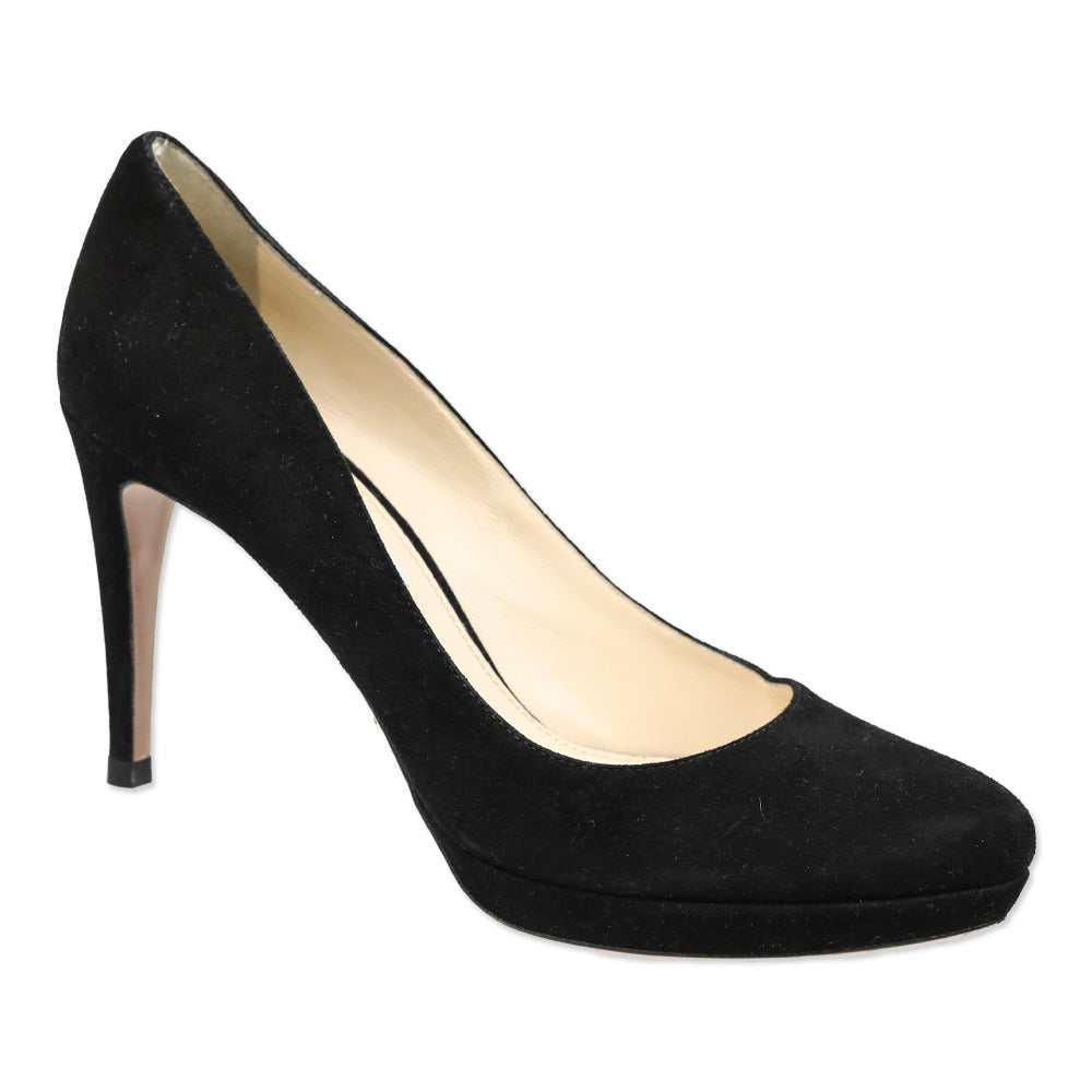 Prada Black Suede Platform Pumps