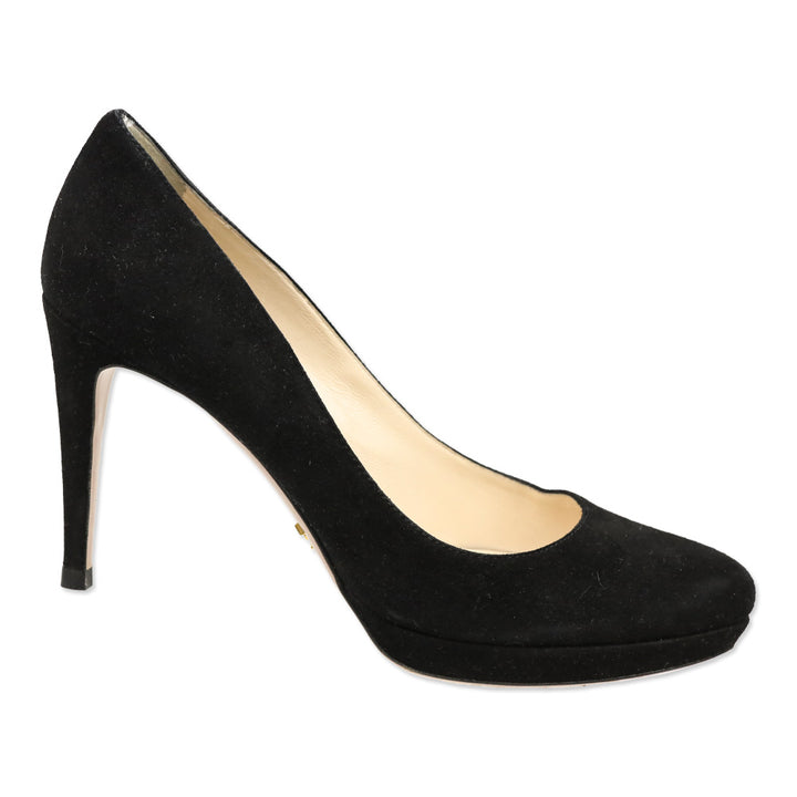 Prada Black Suede Platform Pumps