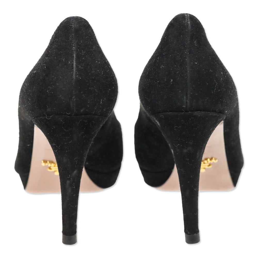Prada Black Suede Platform Pumps