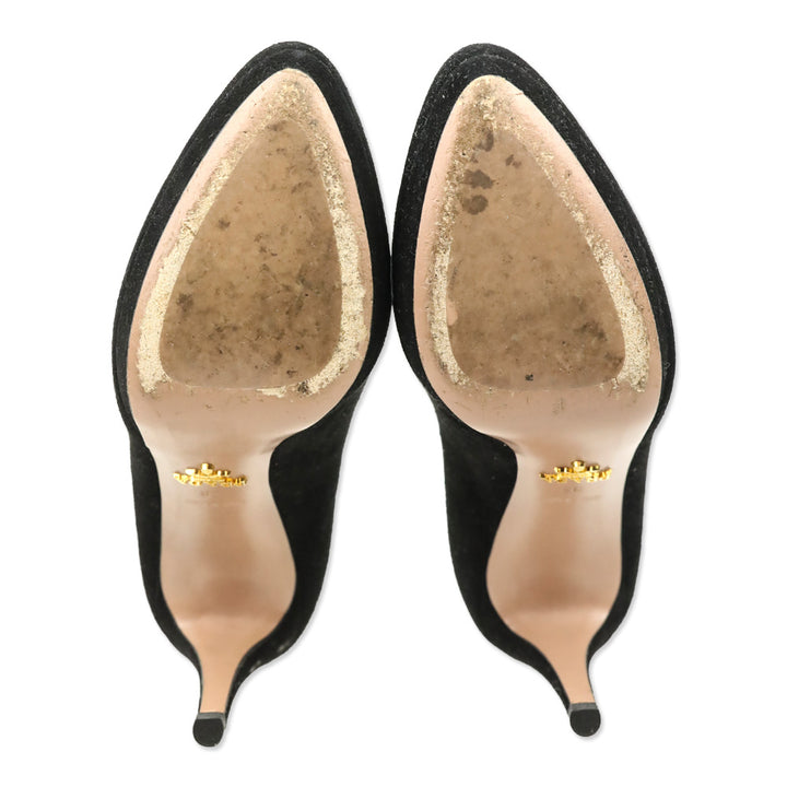 Prada Black Suede Platform Pumps