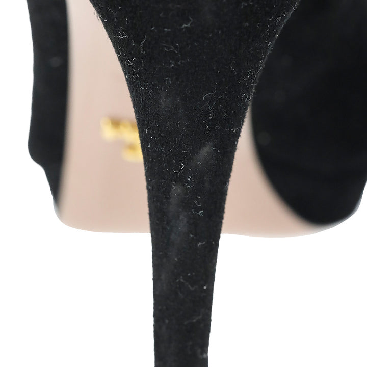 Prada Black Suede Platform Pumps
