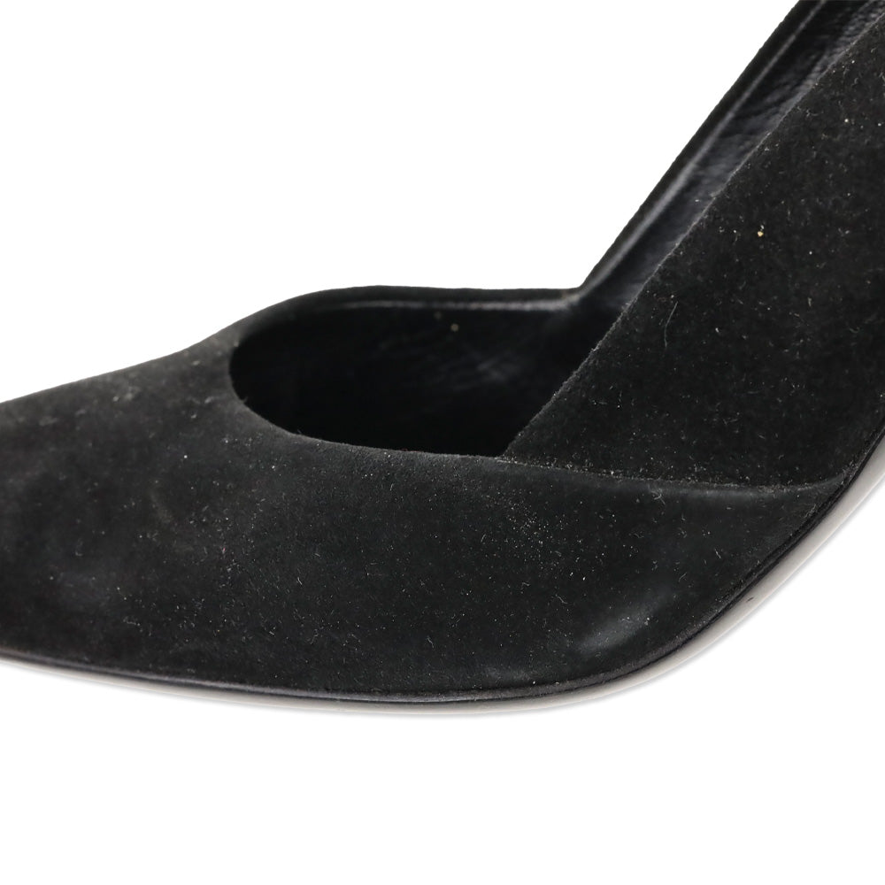 Prada Black Suede Pointed Toe Slingback Pumps