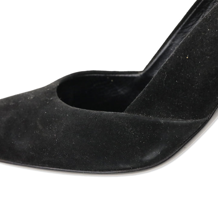 Prada Black Suede Pointed Toe Slingback Pumps