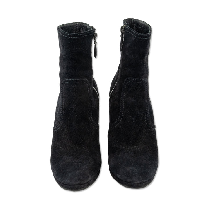 Prada Black Suede Wedge Ankle Booties