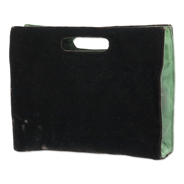Prada Black Velvet Cutout Handle Tote