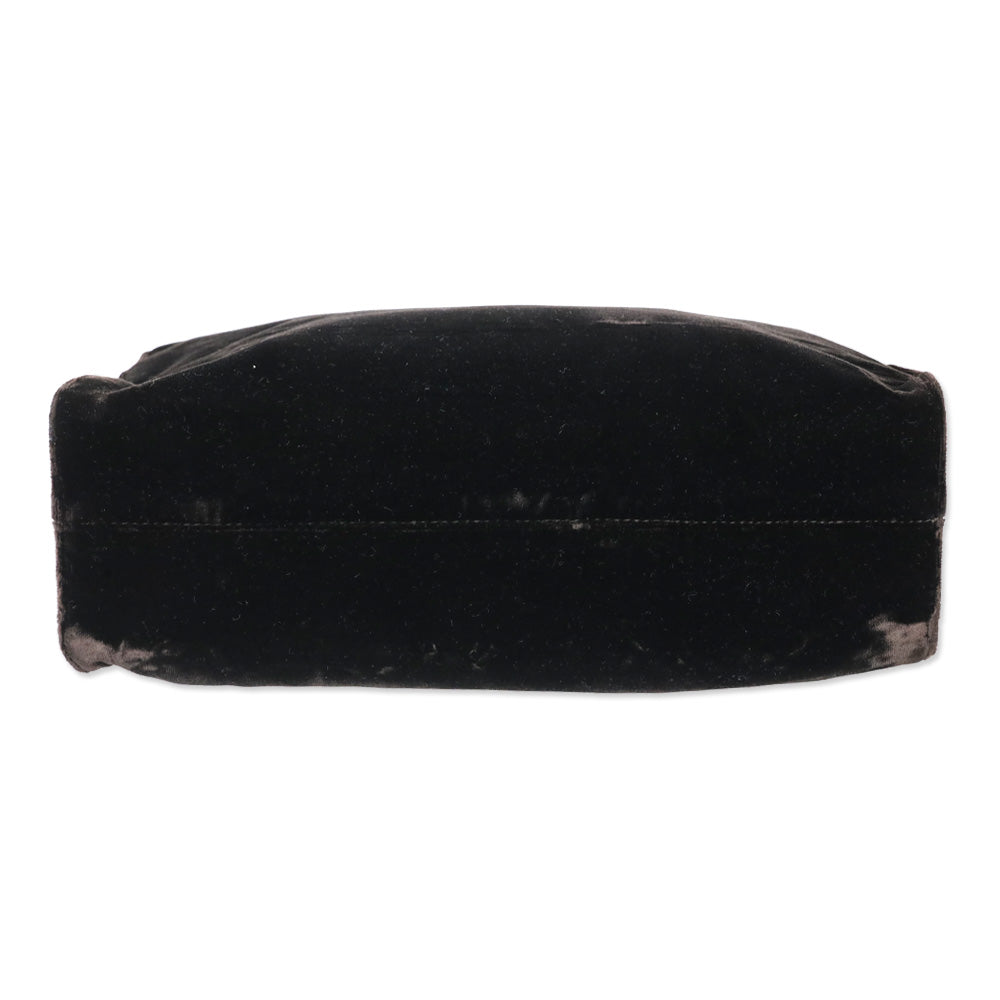 Prada Black Velvet Cutout Handle Tote